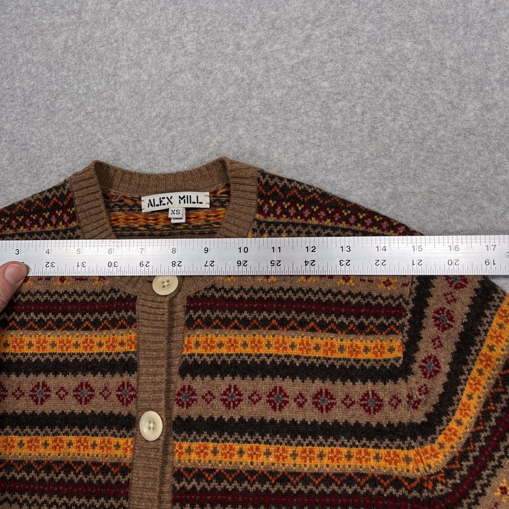 Alex Mill Francis Cardigan Womens XS Fair Isle Extrafine Merino Wool Sweater - Picture 5 of 12